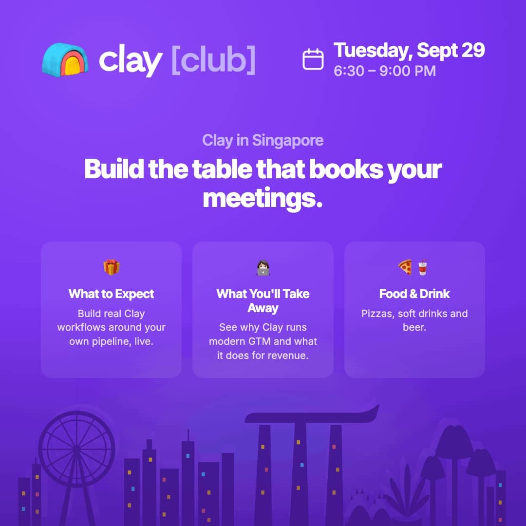 Clay in Singapore: Build the table that books your meetings.