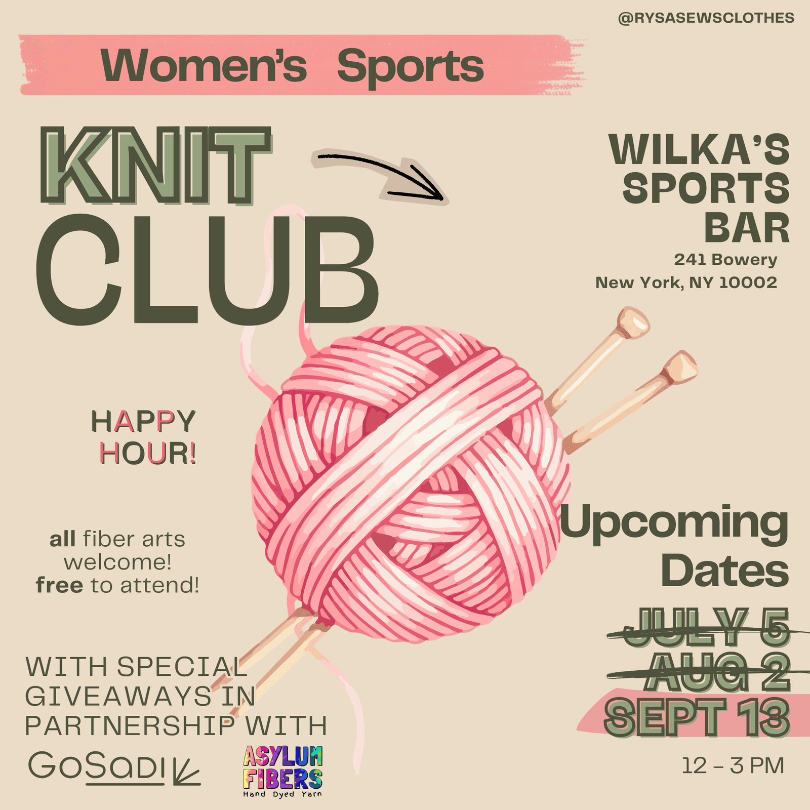 Women's Sports Knit (and fiber craft) Club!