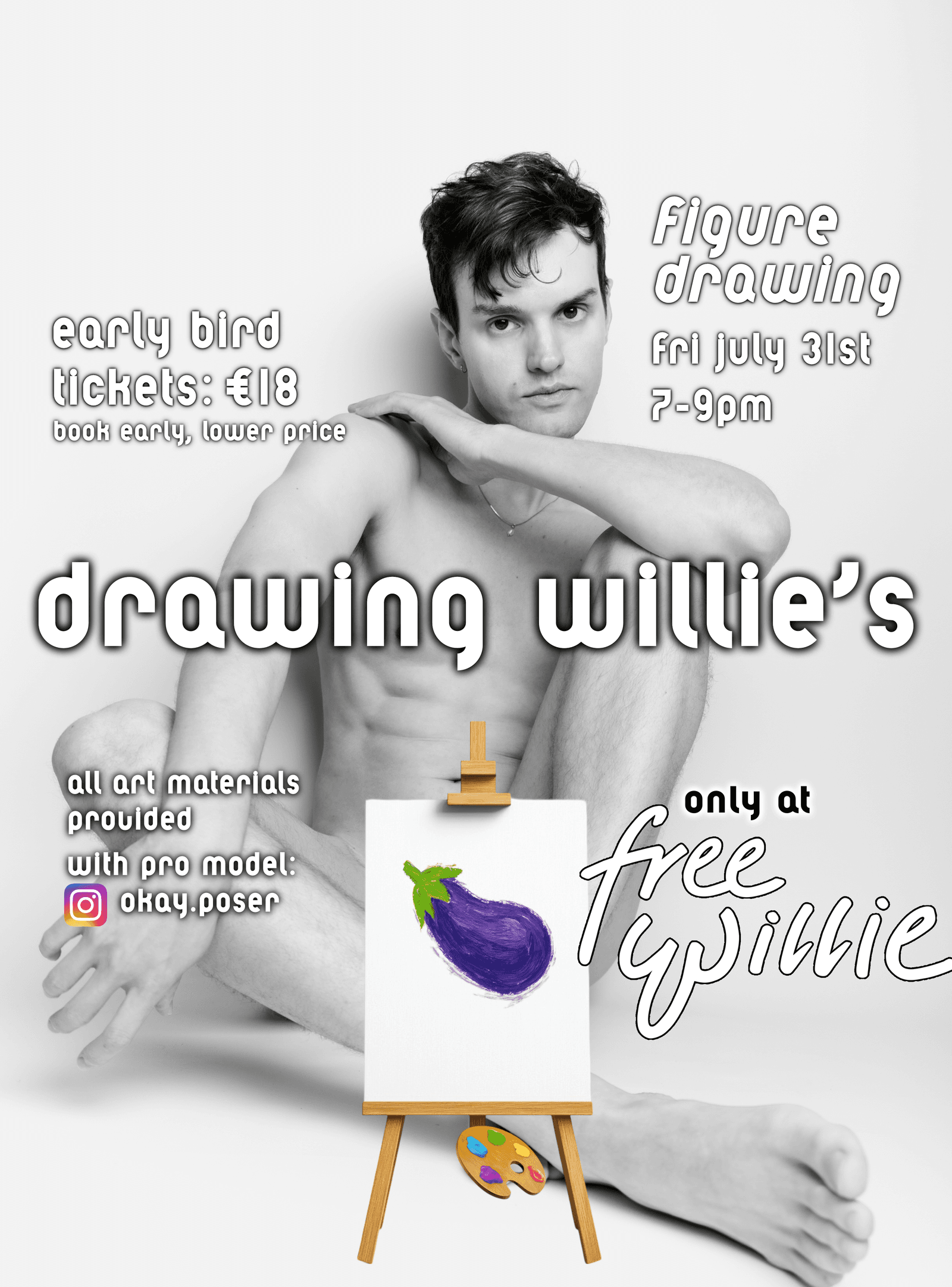 Free Willie Nude drawing event - July 31st 19:00 🏳️‍🌈[World Pride Edition!]