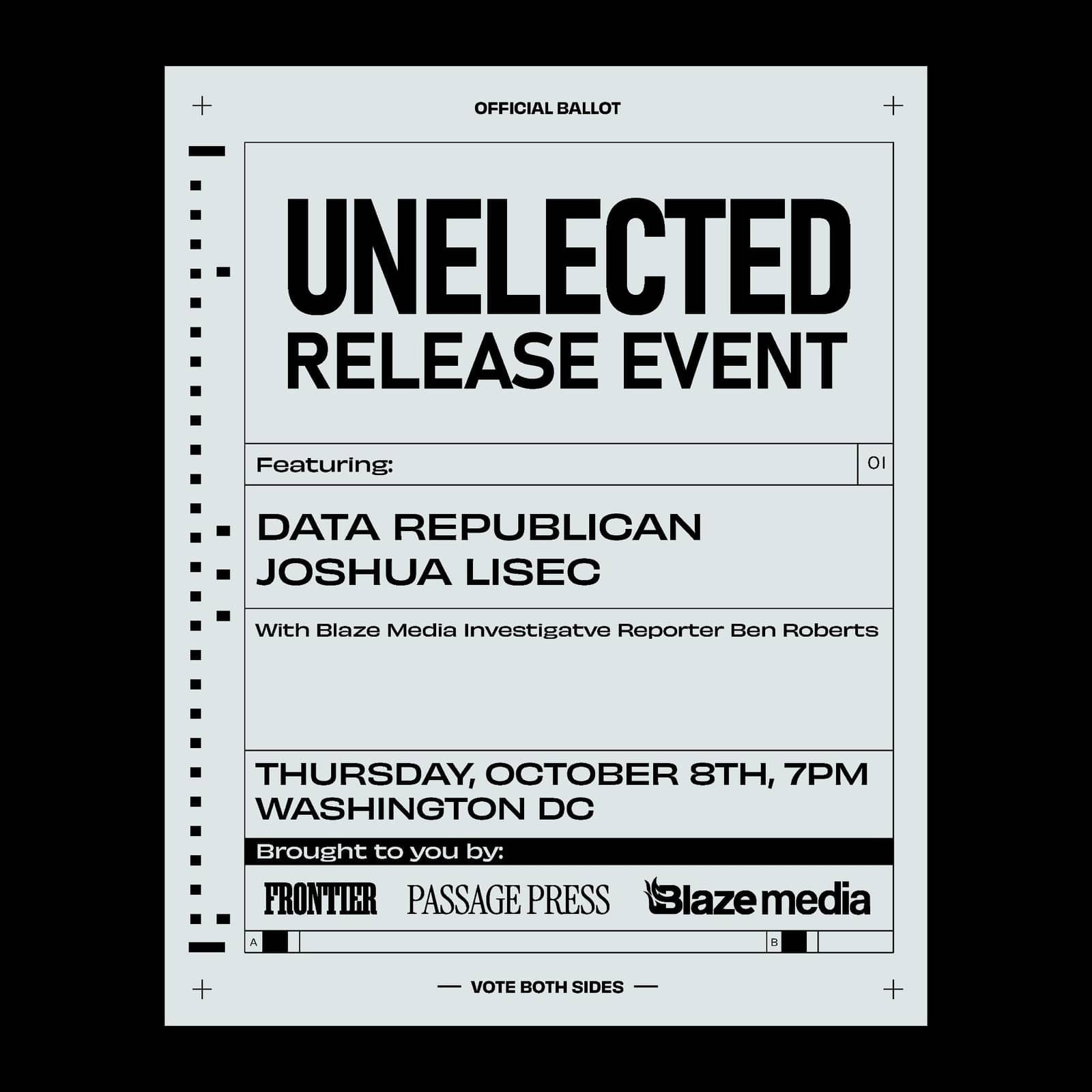 Unelected by Data Republican and Joshua Lisec + Frontier Magazine Issue 7 Release Event - LIVE in DC