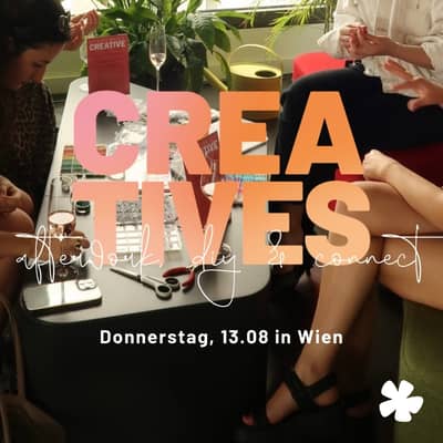 Afterwork Event für die Kreativbranche - creatives who get together mit Paneltalk, Zeit für Connection & Austausch