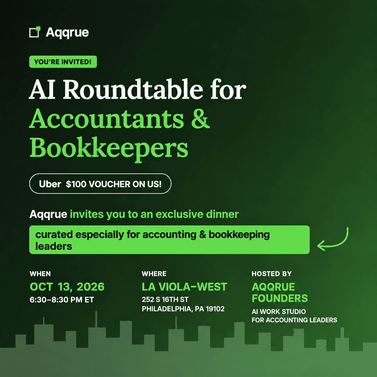 Aqqrue x Philadelphia Accountants: An Intimate Dinner on AI