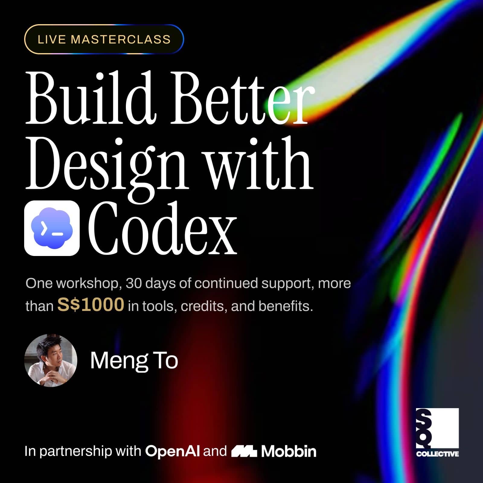 Build $10k designs with Codex — Live Masterclass with Meng To