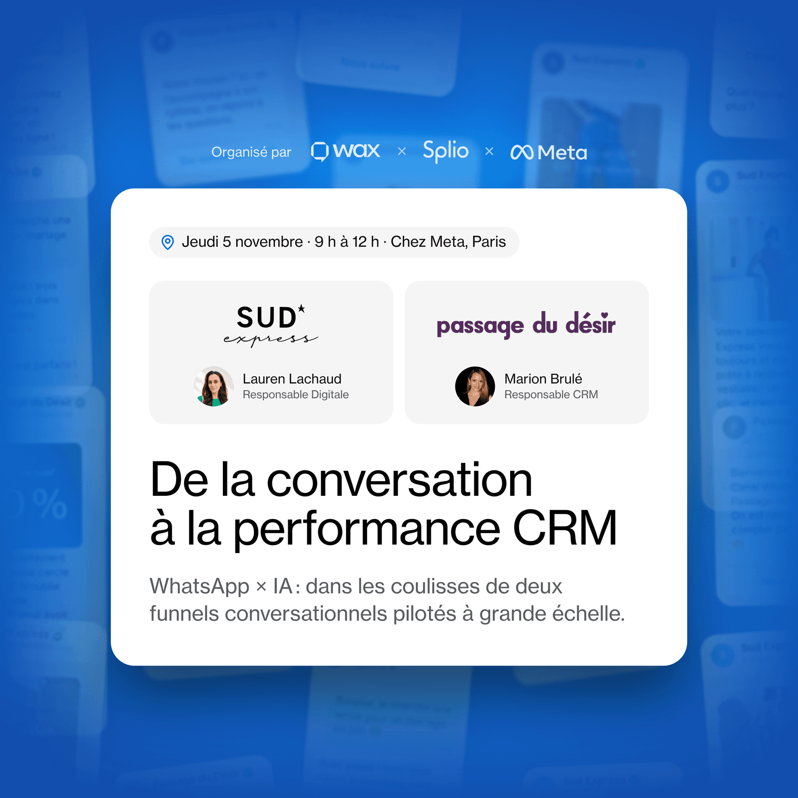 De la conversation à la performance CRM : une matinée chez Meta avec Passage du Désir et Sud Express.