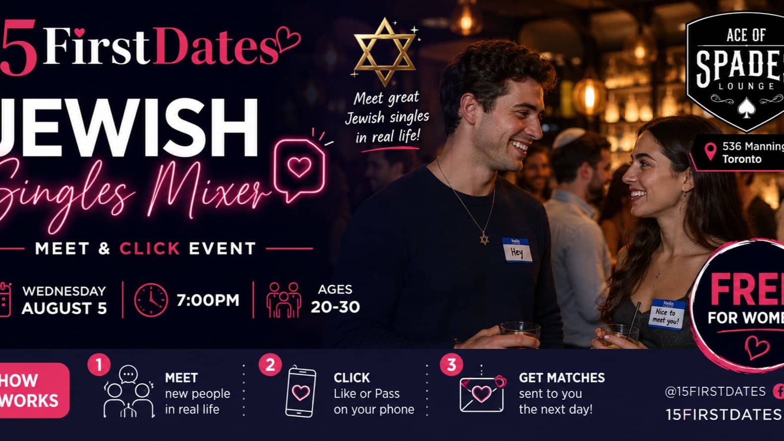 Toronto Jewish Singles Meet & Click Mixer (age 20-30) - FREE for women