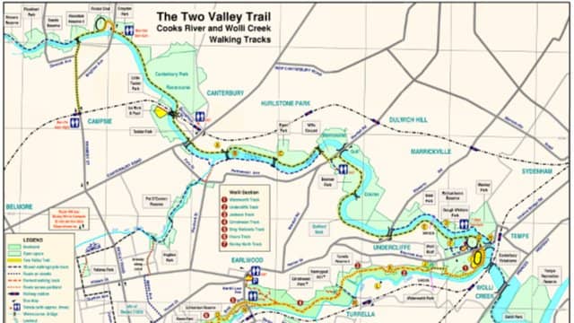 "Wolli-Creek-Beverly-Hills" via-Cooks-River-Earlwood-Bexley-Kingsgrove! 14km!