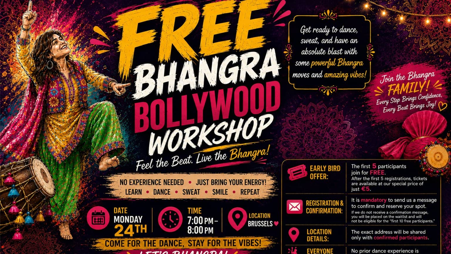 Free Punjabi Bhangra Workshop in the Heart of Brussels – 24th Aug