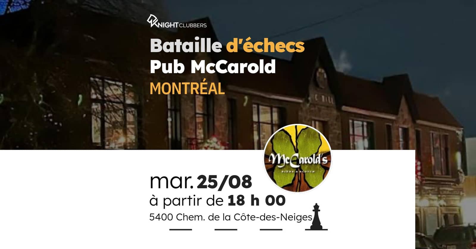 Rencontre d'échecs - Montréal - Pub McCarold