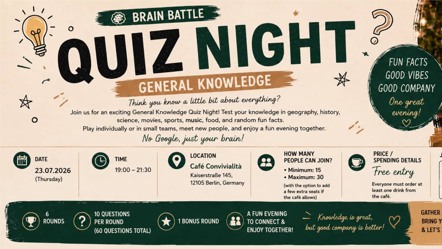 🧠 *Quiz Night - 0$ entry fee