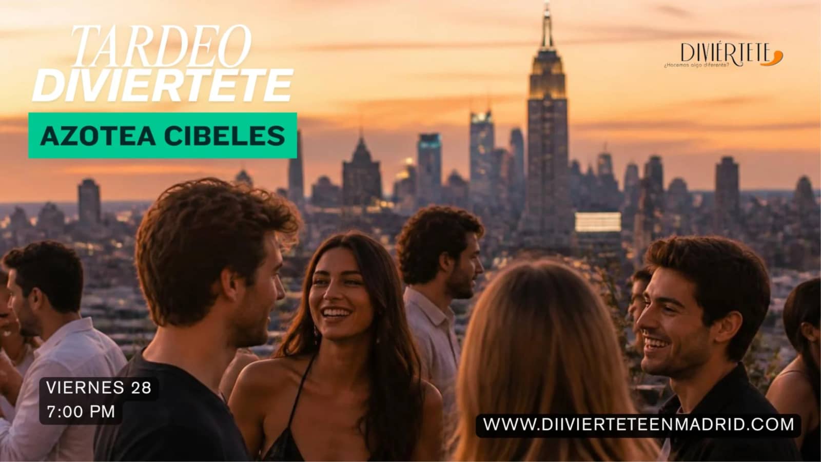 ¿QUIERES CONOCER GENTE EN UN TARDEO? AZOTEA CIBELES, 25-45 AÑOS.