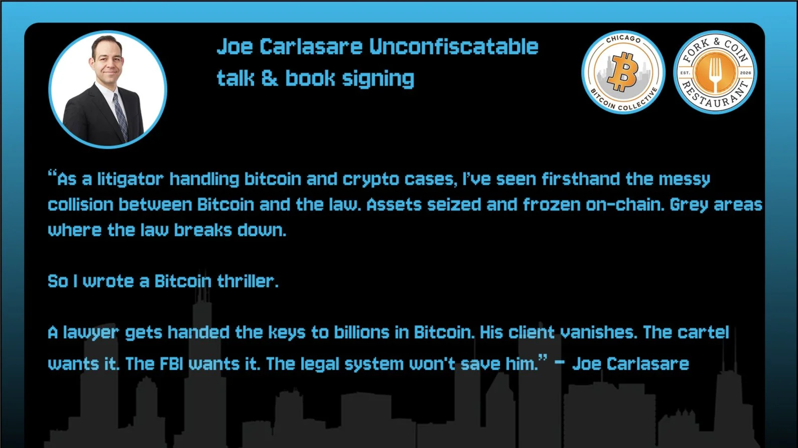 Joe Carlasare Unconfiscatable talk & book signing