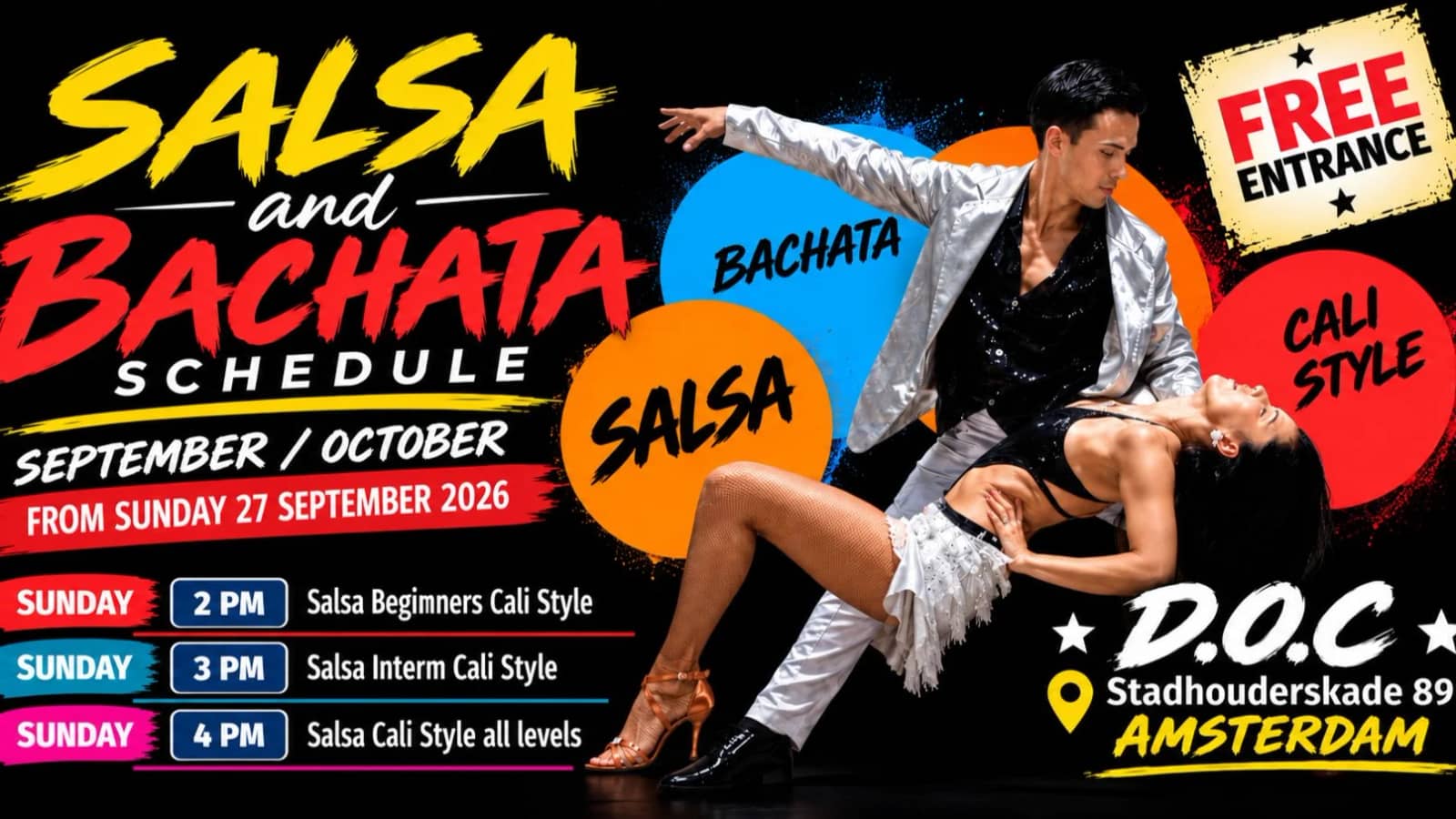 Salsa & Bachata Classes Schedule @D.O.C - September / October 2026