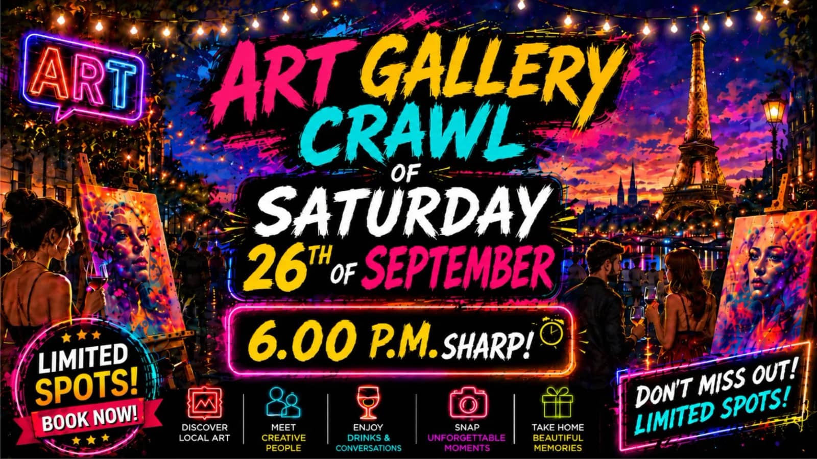 Saturday art GALLERY Crawl 🎈🗼🔥💥 6pm🥂With fun🎉!