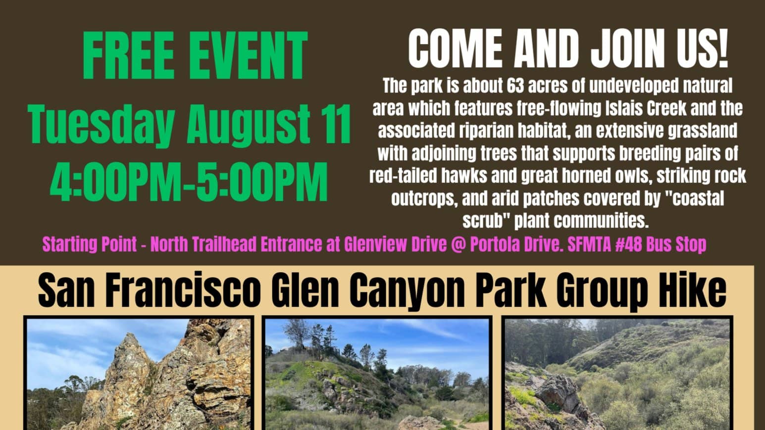 San Francisco Glen Canyon Park Group Hike