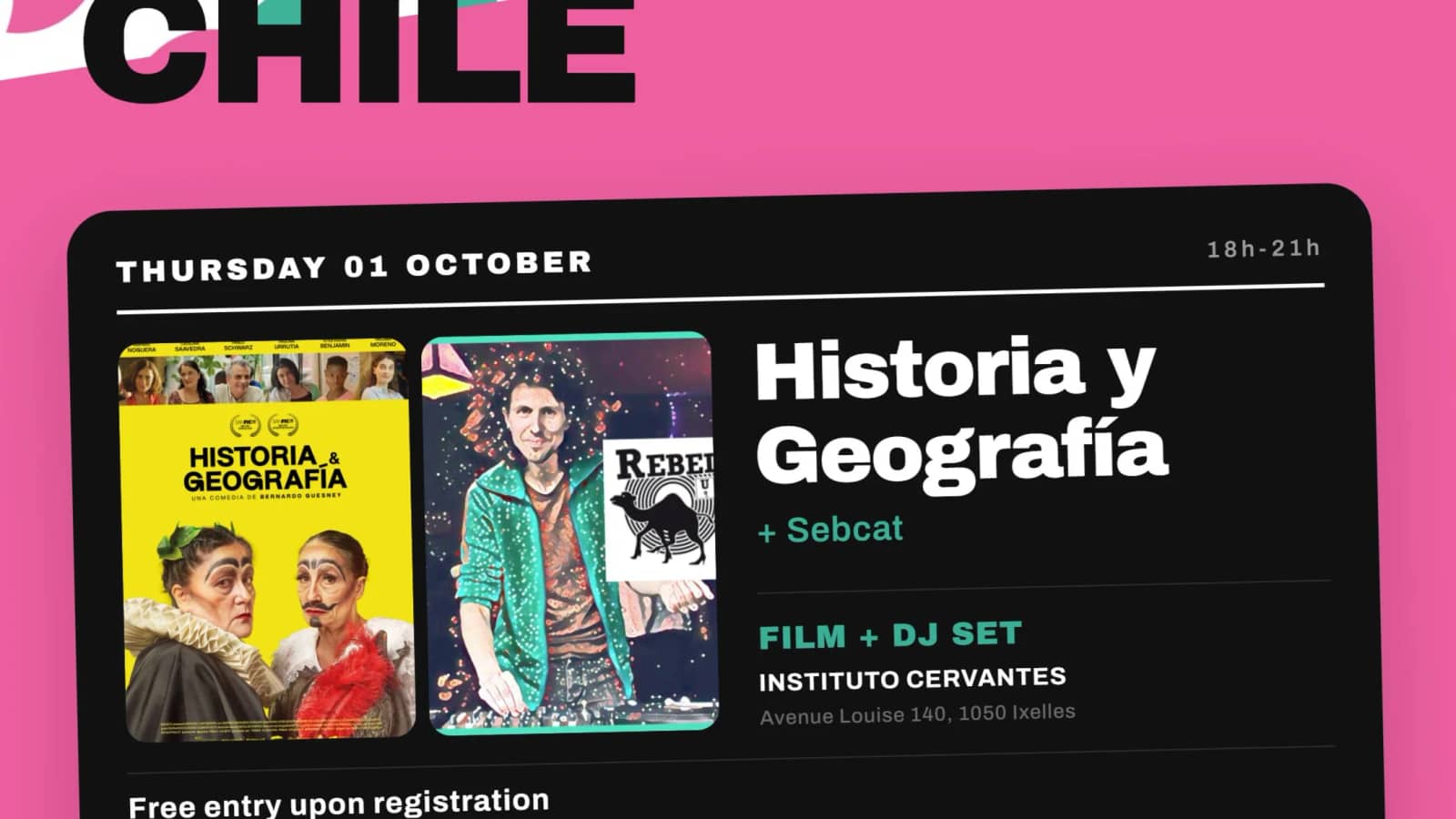 Screening of Historia y Geografía (Chile) + DJ set RebelUp! - ArtChance Festival