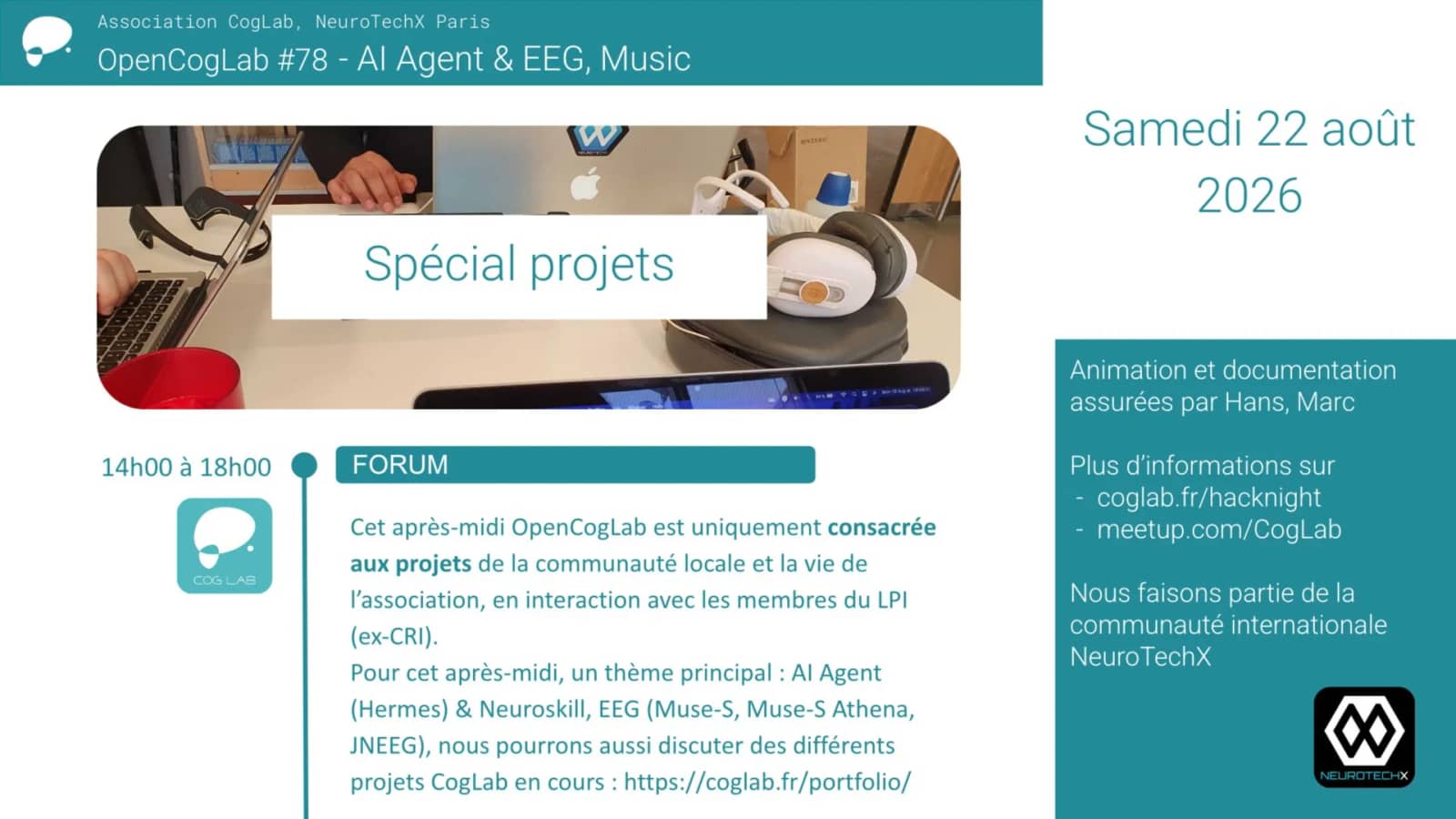 NeuroTechX Paris - OpenCogLab #78 - AI Agent & EEG, Music