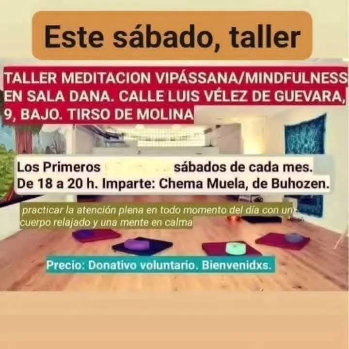 TALLER MEDITACION VIPÁSSANA/MINDFULNES con Chema Muela