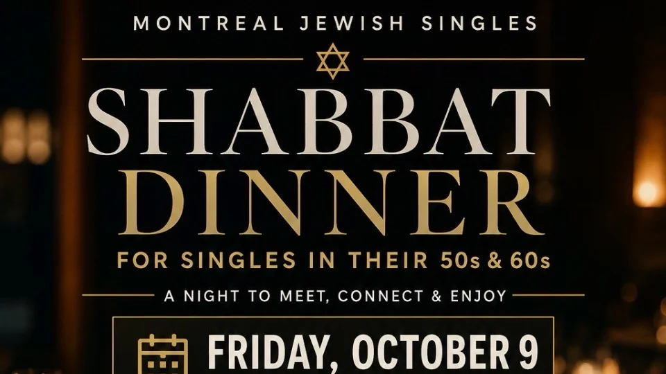 Shabbat Dinner for Jewish Singles in their 50’s and 60’s
