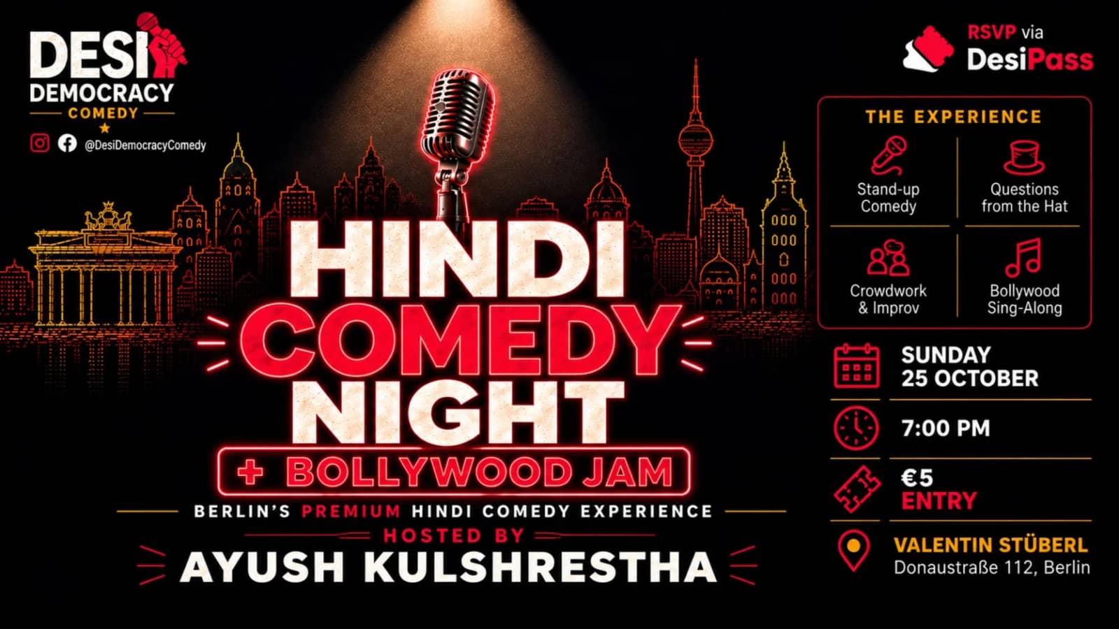 🎤 Hindi Comedy Night + Bollywood Jam