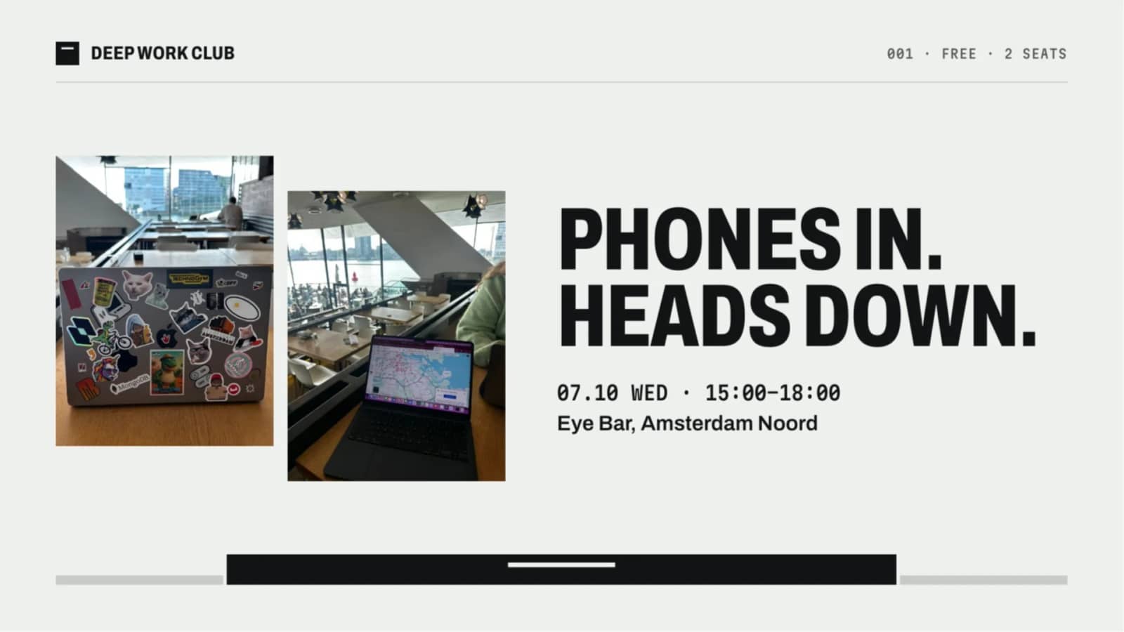 DEEP WORK CLUB 001 · Phone-free work session