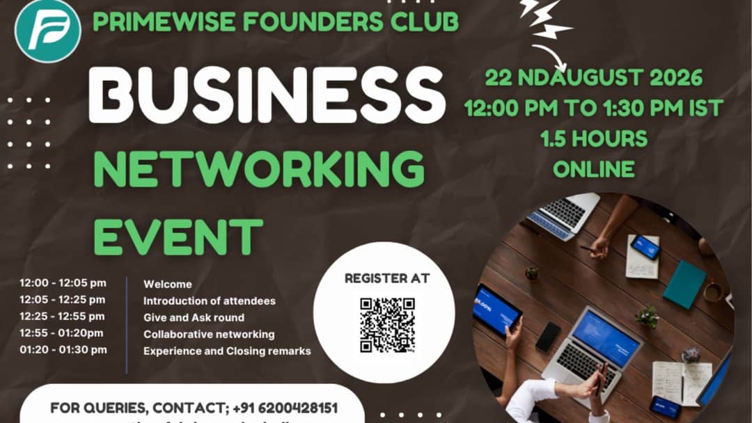 Primewise Founders Club Networking Event- Bangalore (Online)