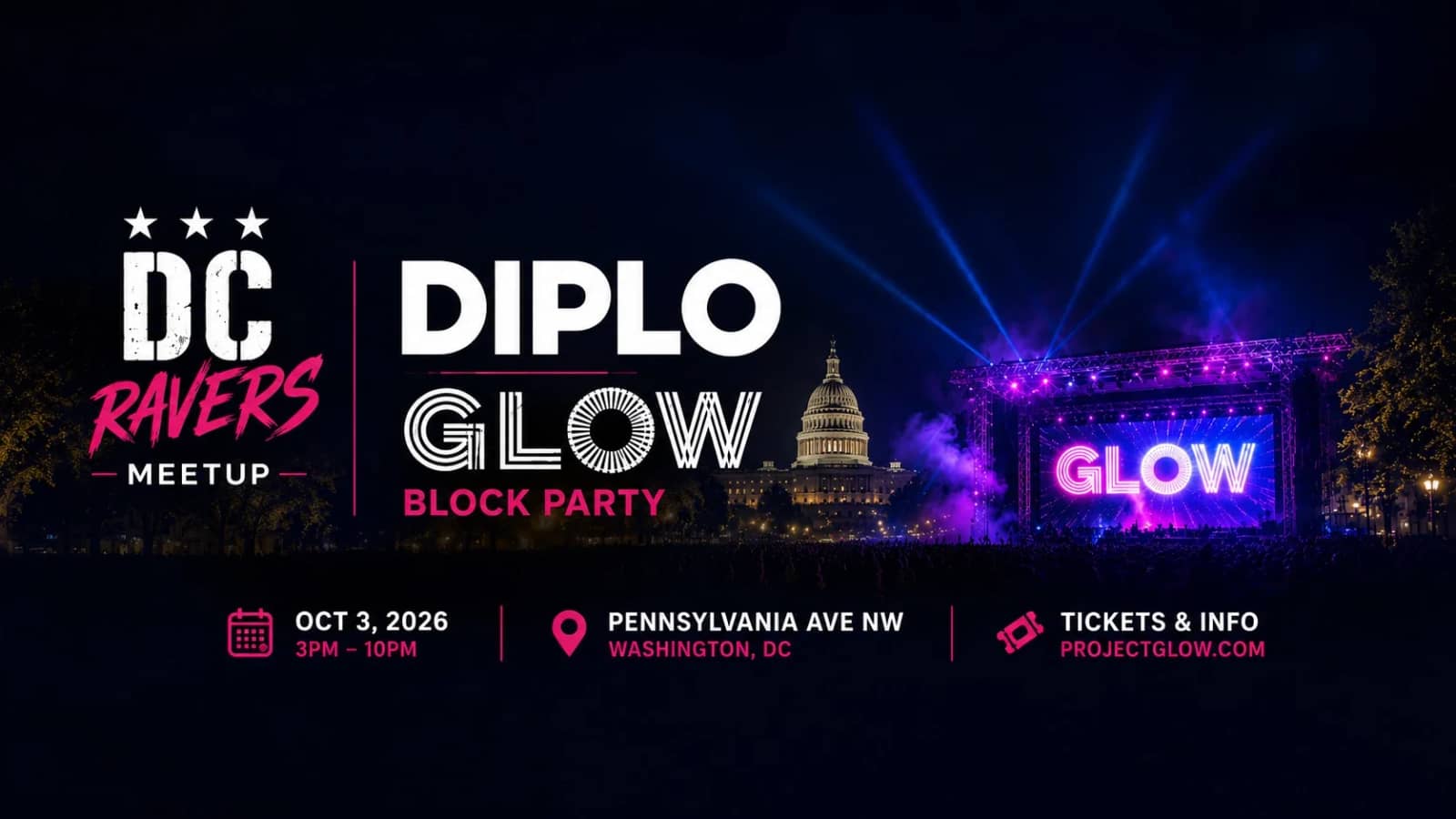 ⚡ PROJECT GLOW — GLOW BLOCK PARTY | DC RAVERS ⚡