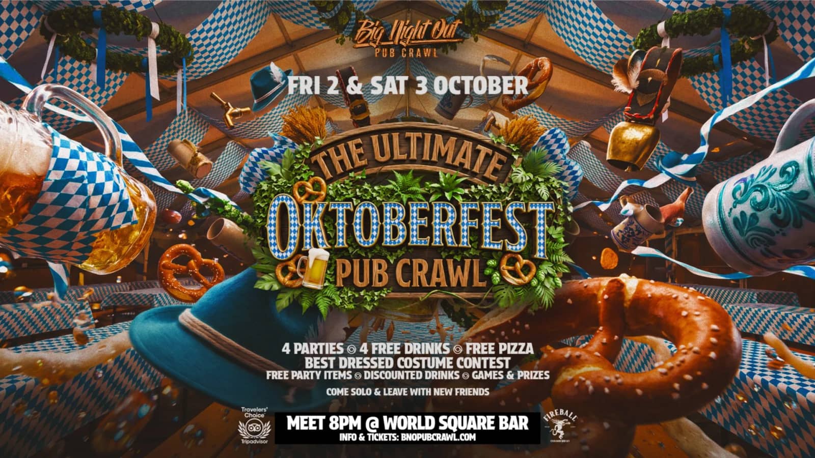 The ULTIMATE Oktoberfest Pub Crawl // 4 Parties + 4 Free Drinks + Free Pizza
