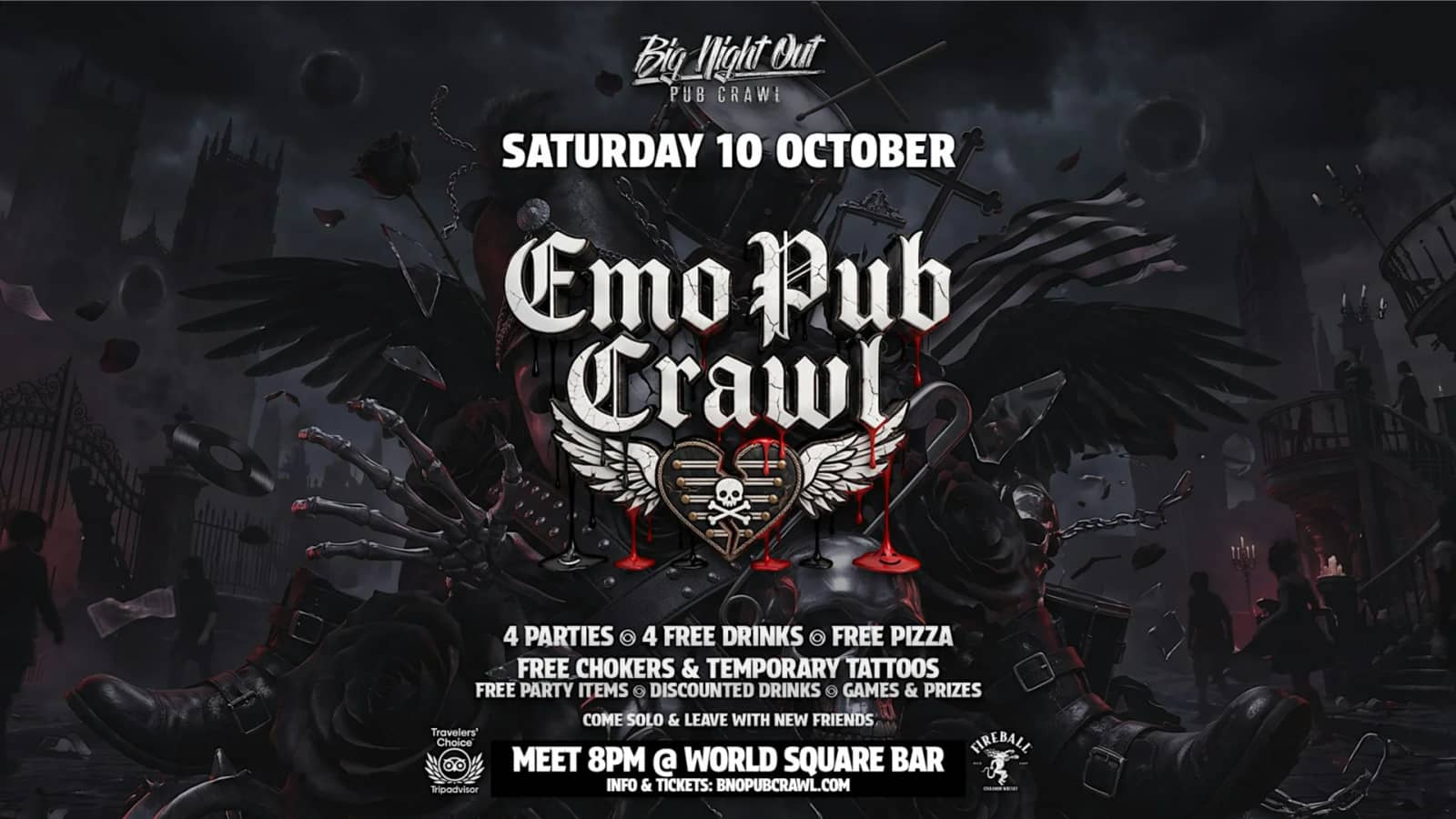 Emo Night Pub Crawl: 4 Parties, 4 Free Drinks, Free Pizza