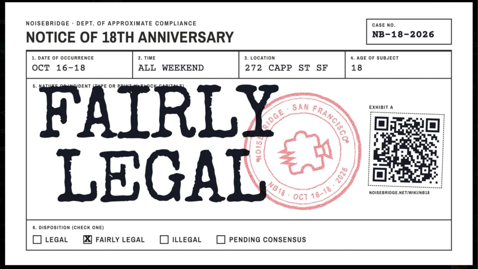 NB18 Fairly Legal: Noisebridge Anniversary Party!