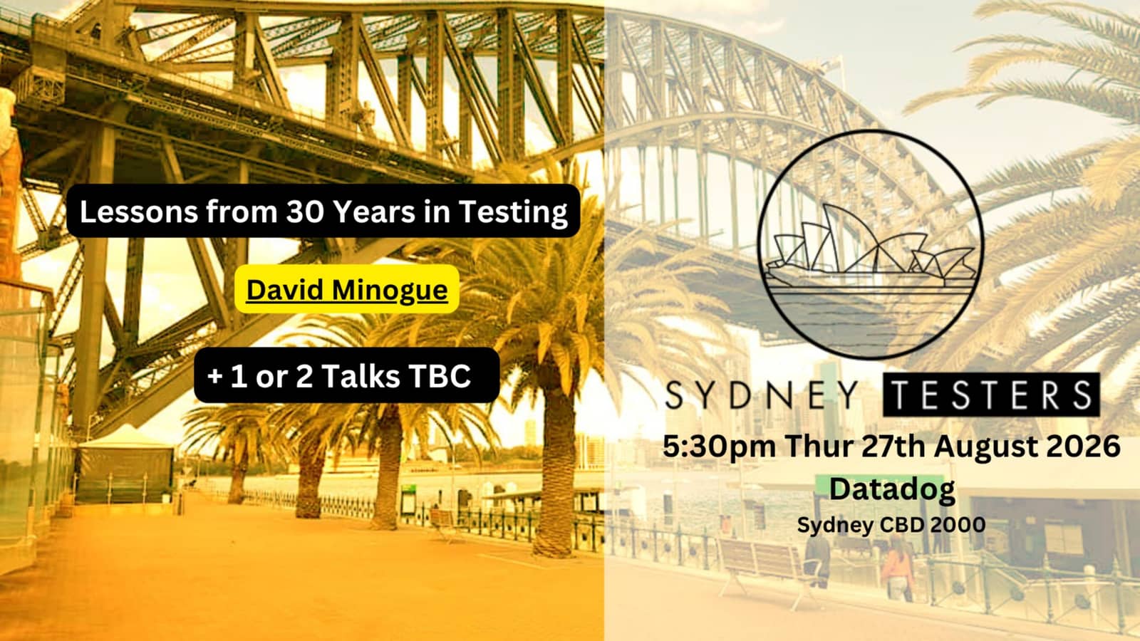 Lessons from 30 Years in Testing by David Minogue + Talks TBC