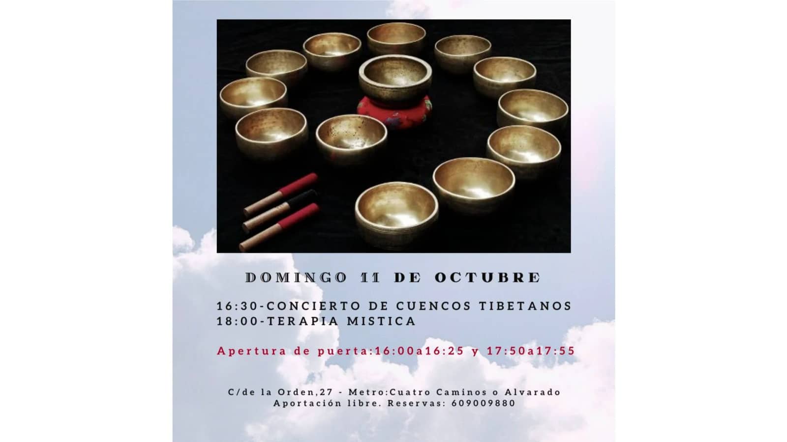 Concierto de Cuencos, Panderos, Canto de armónicos. Terapia Mística