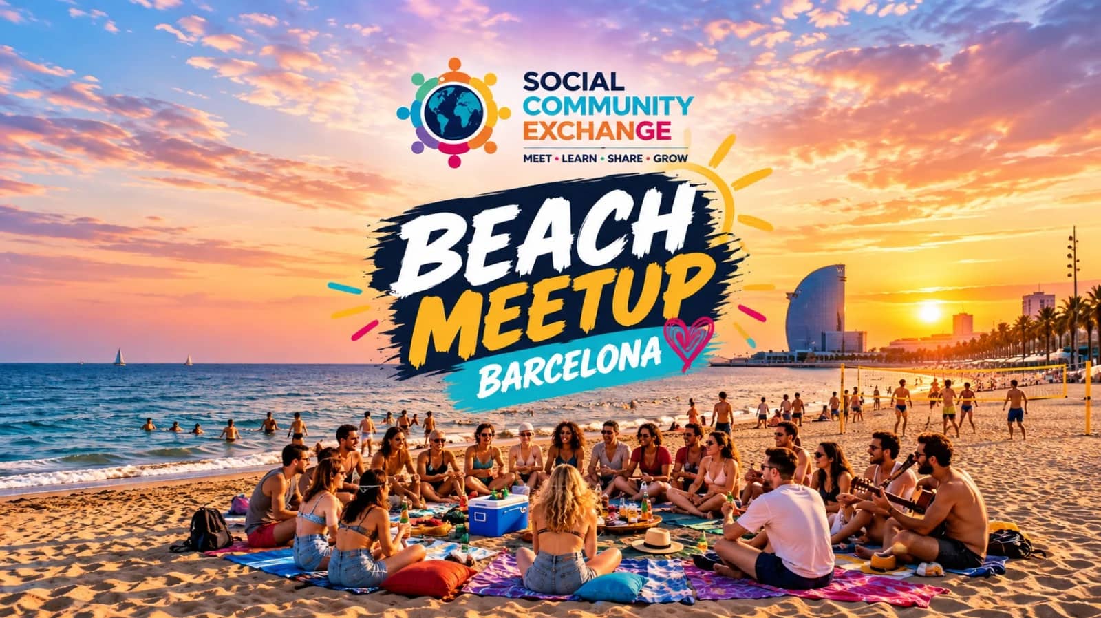 Sunset Meetup @ Sant Sebastià Beach! ☀️