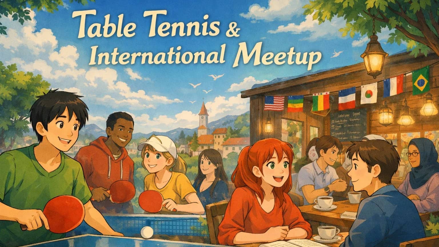 日曜日 🏓🍻 Table Tennis & International Meetup = 卓球 & 国際交流会