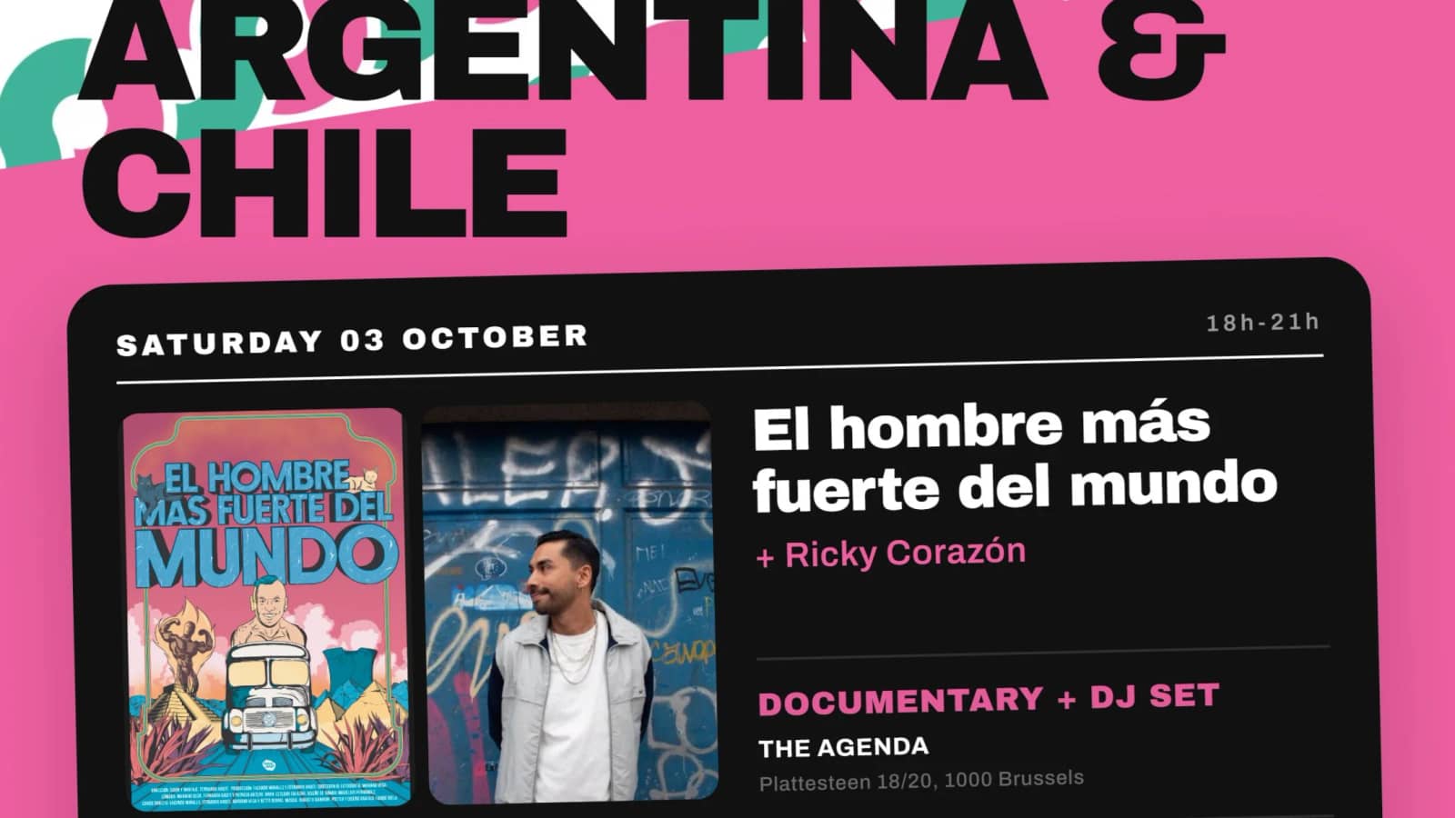 Screening: El hombre más fuerte del mundo (Argentina) + DJ Ricky Corazón (Chile)