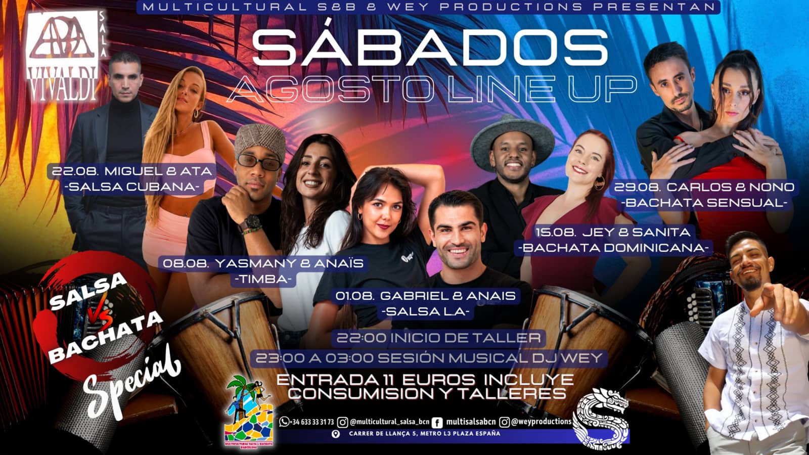Sala Vivaldi Saturday Special, Salsa vs Bachata - Talleres + Social