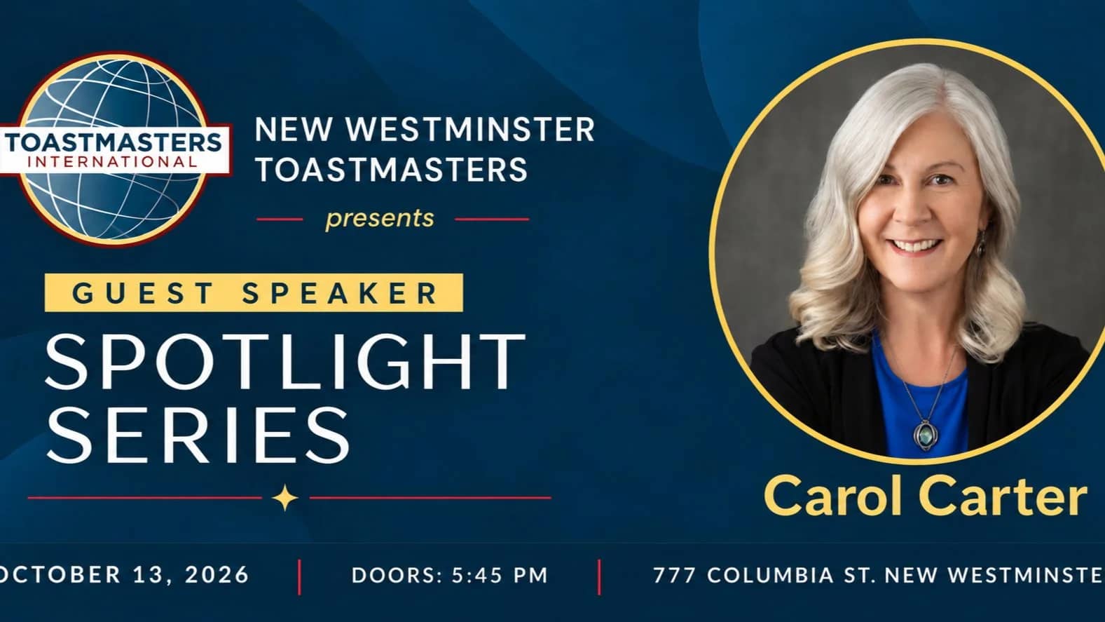 Guest Speaker Spotlight: Carol Carter at New Westminster Toastmasters
