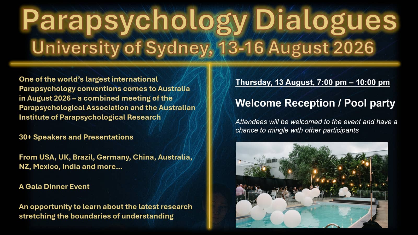 Parapsychology Dialogues - Welcome Reception