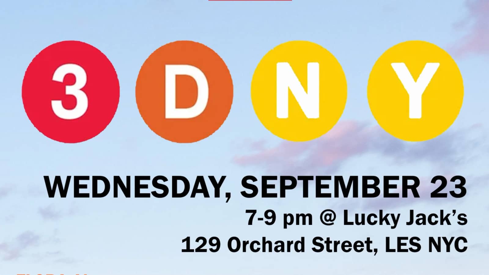 3DNY - WEDNESDAY, SEPT 23, LUCKY JACK'S