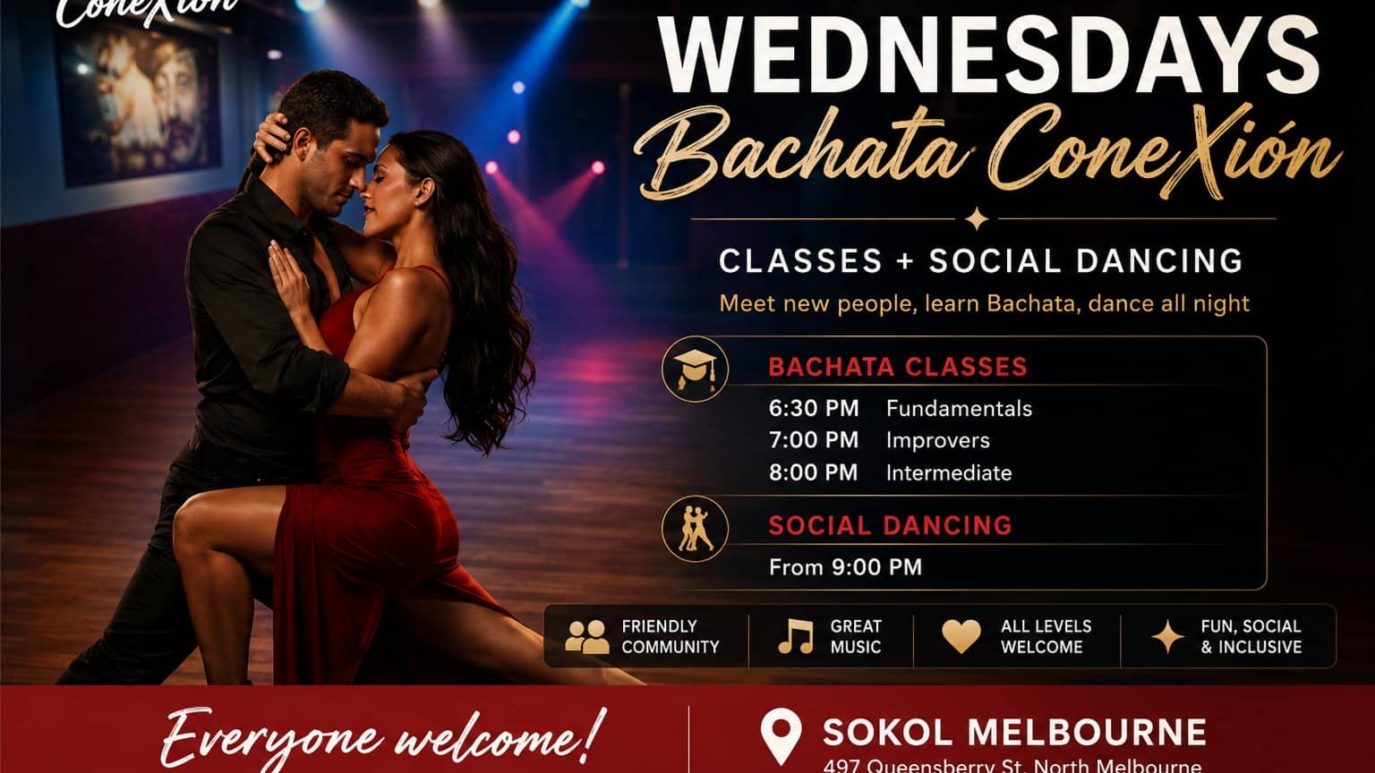 Wednesday Night Bachata: Beginners Class & Social (Sokol Melbourne)