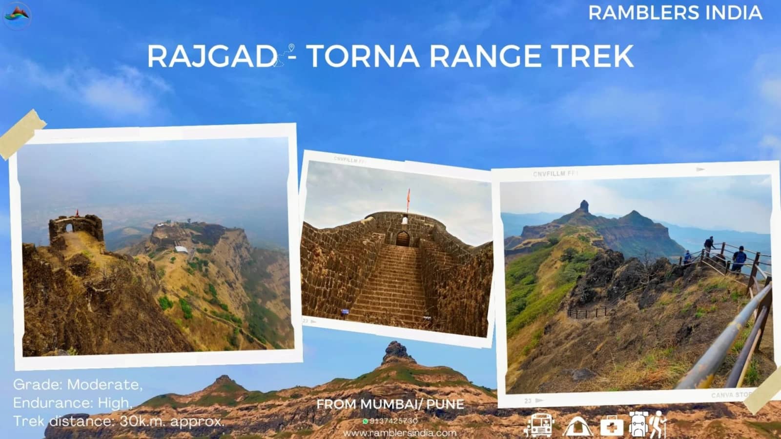 Rajgad to Torna Range Trek from Mumbai & Pune