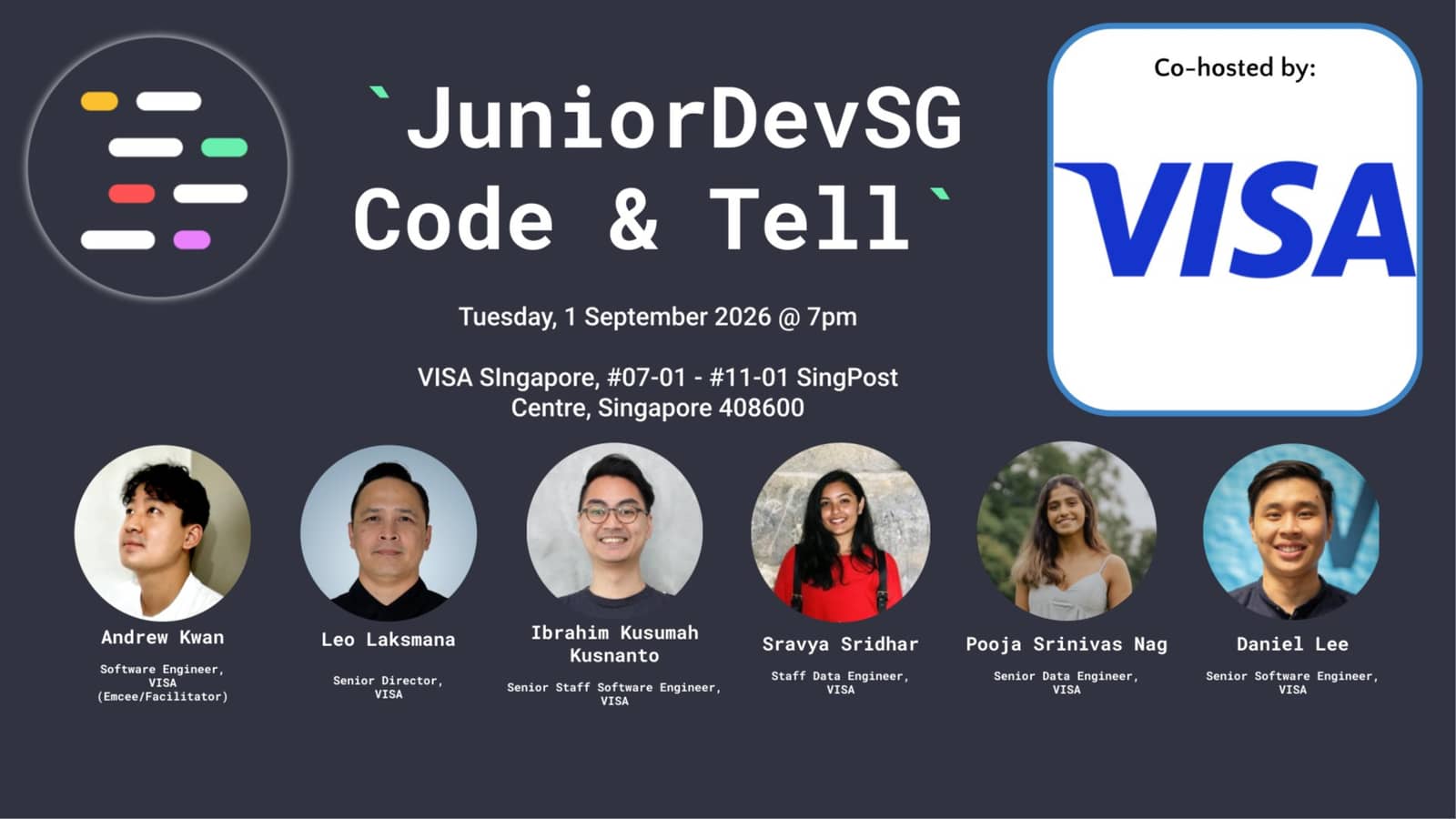JuniorDevSG x Visa - Code & Tell September 2026