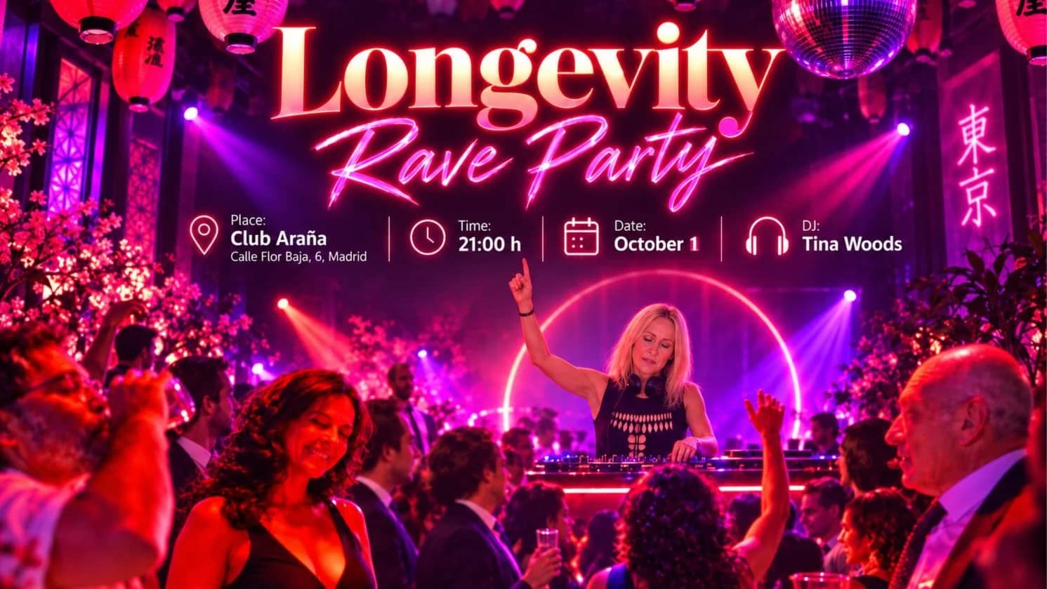 MADRID LONGEVITY RAVE PARTY: Jueves 1 de octubre, 21:00 - 01:00, CET