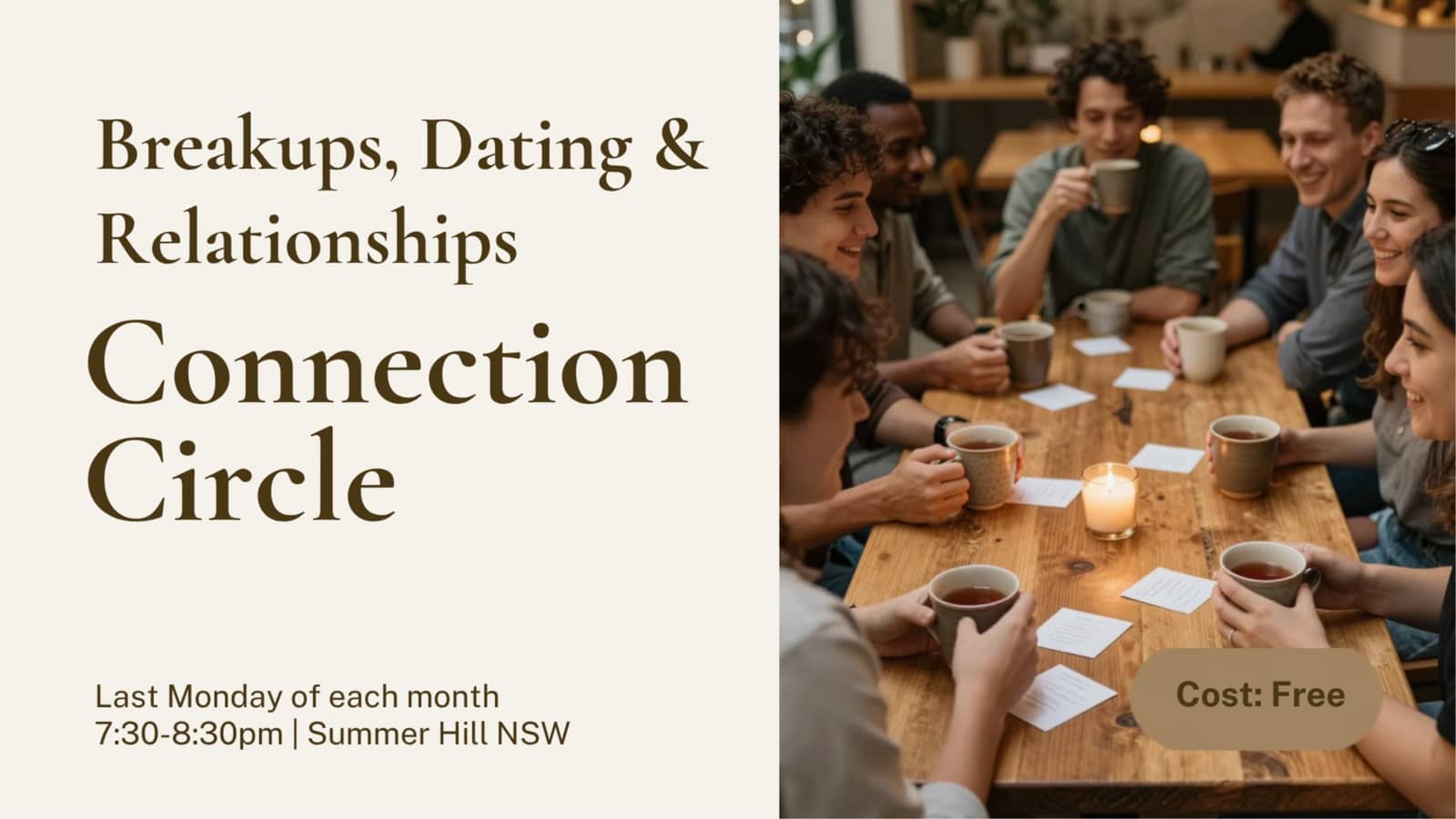 Breakups, Dating & Relationships Connection Circle — Conversation Improv Evening
