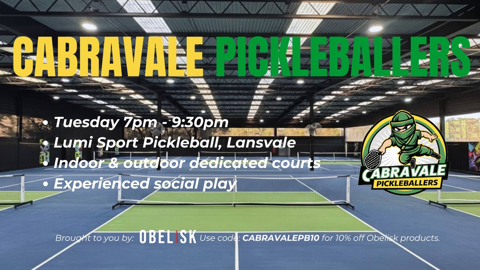 DEMO Night Friday Paddles CabraVale Pickleballers Lumi Tuesday All Levels Night