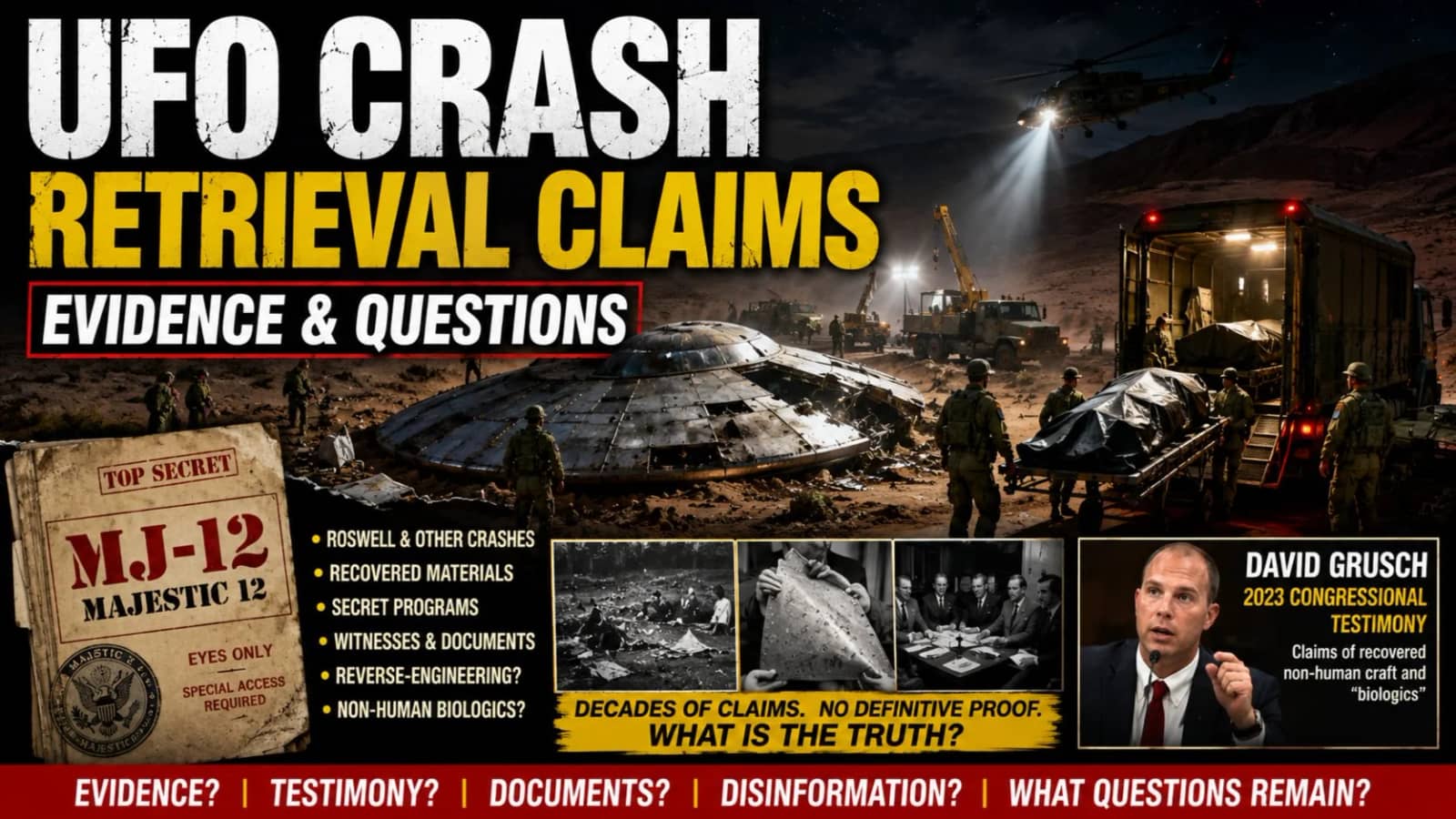 UFO Crash Retrieval Claims: Evidence and Questions