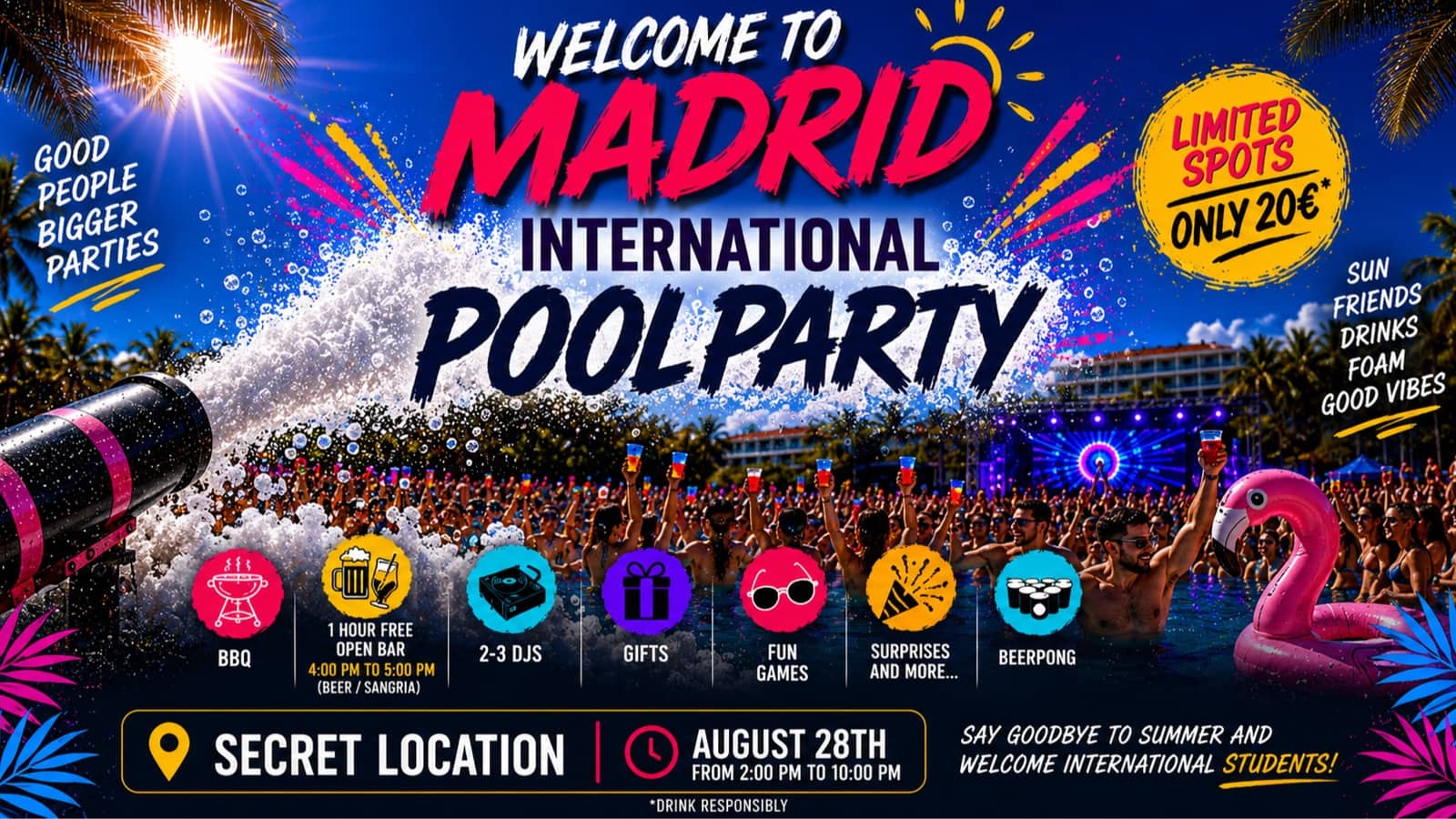 International Pool Party - FREE Open Bar, BBQ & Fun!