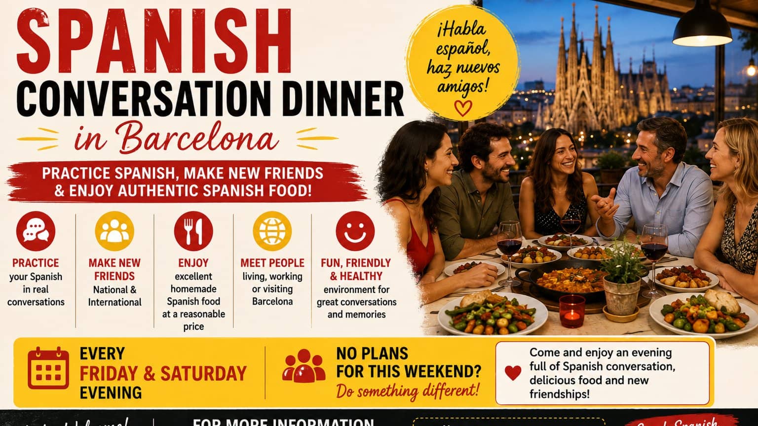 NEW! Spanish Conversation Dinner in Barcelona
