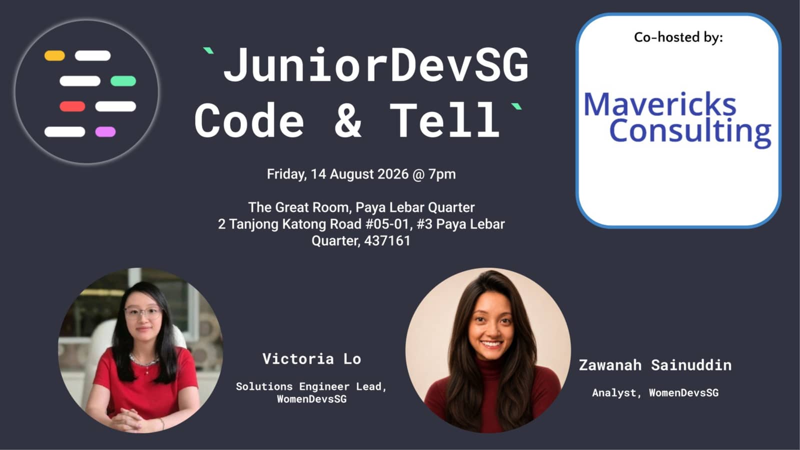 JuniorDevSG - Code & Tell August 2026
