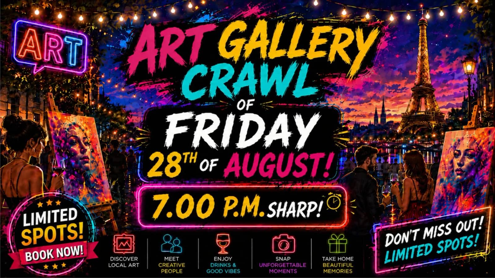 🧵SUMMER art GALLERY Crawl  🎈🗼🔥💥 7pm🥂With fun🎉!