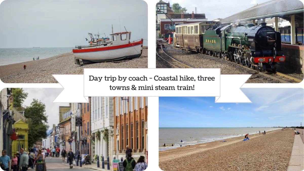 Day trip by coach - Coastal hike, three towns & mini steam train! (only £27)